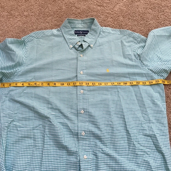 Ralph Lauren classic fit mens large green gingham cotton L/S shirt. - Picture 5 of 7